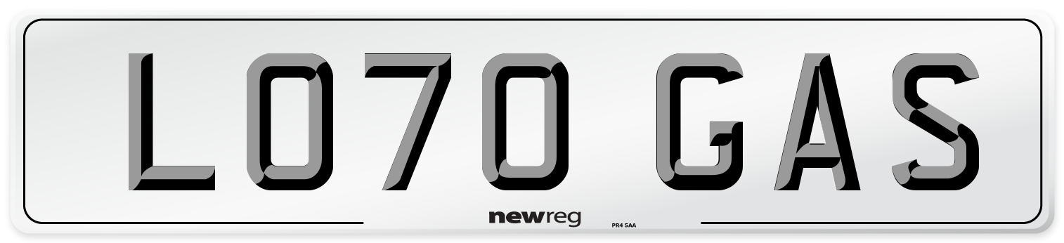LO70 GAS Number Plate from New Reg
